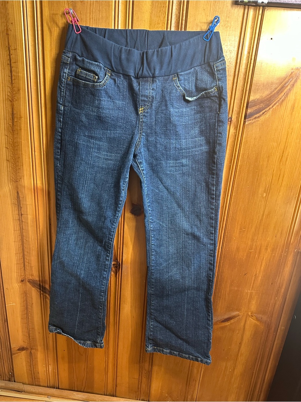 MOTHER Straight Leg Dark Blue Maternity Jeans with Stretch Waistband